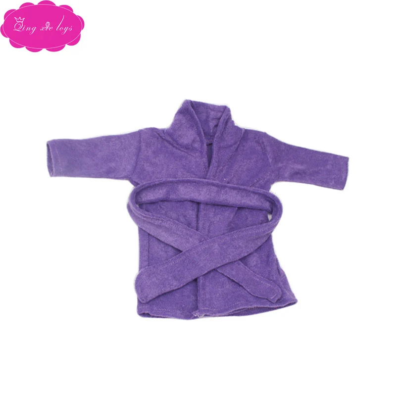 43 см; Детская Одежда для кукол; пижамы для новорожденных; фиолетовый халат; розовое банное полотенце; детские игрушки; американский стиль; 18 дюймов; кукла для девочек; f550 - Цвет: Фиолетовый