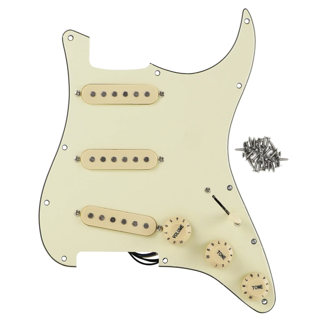 

NEW 3Ply Cream Loaded Prewired Guitar Pickguard with Single Coil Pickups Ceramic Magnet for Strat Electric Guitar Parts