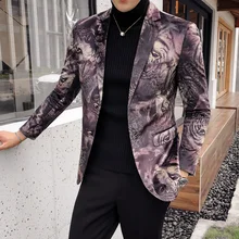 Роскошный мужской блейзер, новинка, европейский размер, для вечеринки, для выпускного, Toastmaster, мужской пиджак, модный, облегающий, с рисунком льва, дизайнерские блейзеры для мужчин