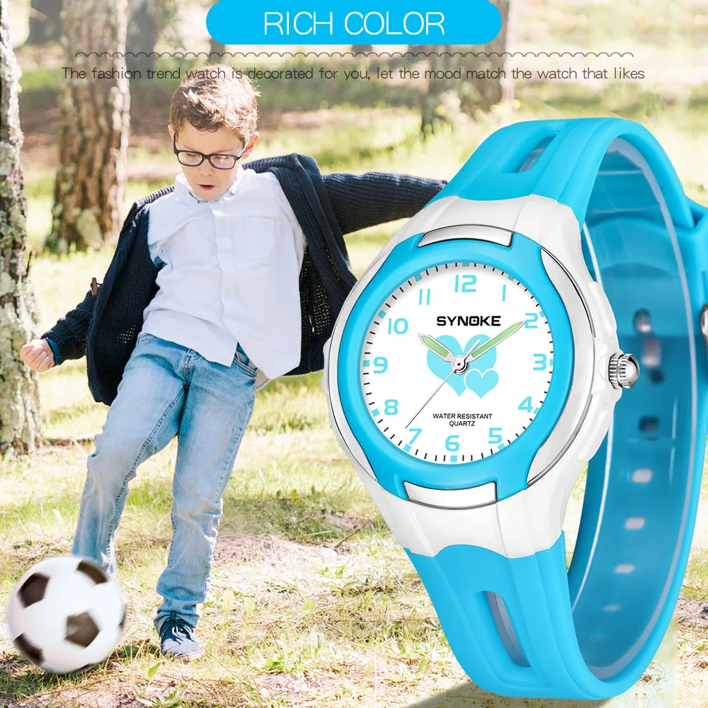 

SYNOKE Kid's Quartz Fashion Watches Waterproof Movement Watch PU Plastic Watchbands Strap Pointer Display Age Girl Watch