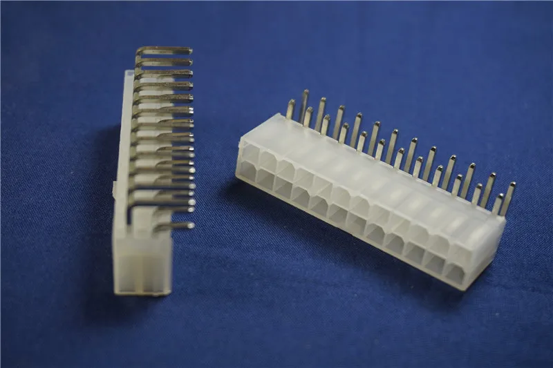 

5pcs Motherboard ATX 4.2 mm 24 pin Male Header Pins 24 P Mainboard CPU Power Connector PCB Through Hole Right Angle Solid