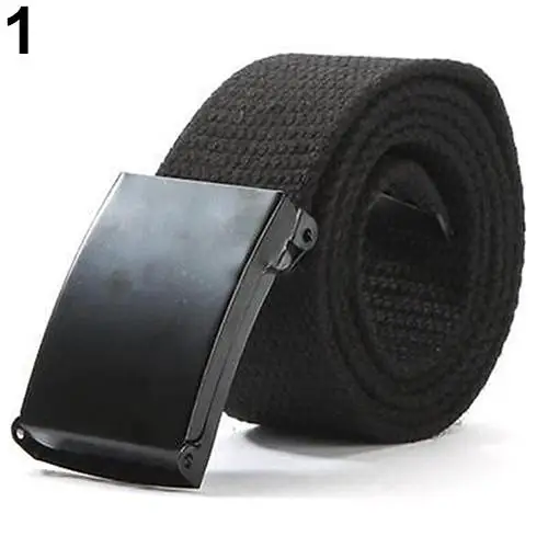 

Unisex Military Casual Solid Color Plain Webbing Canvas Waist Belt Waistband