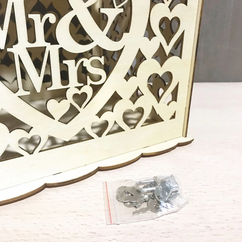 Творческий деревянная коробка для приглашения на свадьбу самодельная открытка почтовый ящик украшения на свадьбу
