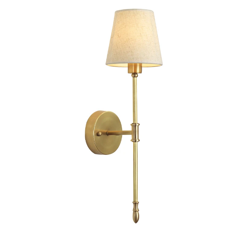 US $55.83 2 lamp Copper Wall Lamp Modern Minimalist Livingroom Balcony Bedroom Bedside Lamp Single Arm Aisle American Copper Wall Light