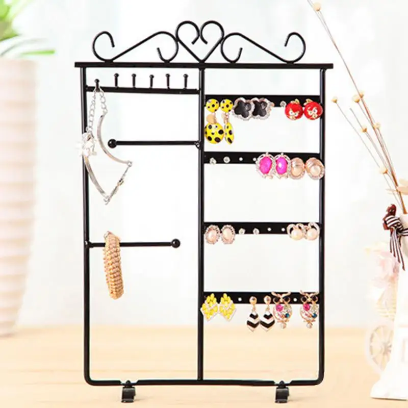 

2019 Jewelry Display Storage Hanging Holder Earring Necklace Studs Jewelry Display Rack Metal Stand Organizer Holder Promotion