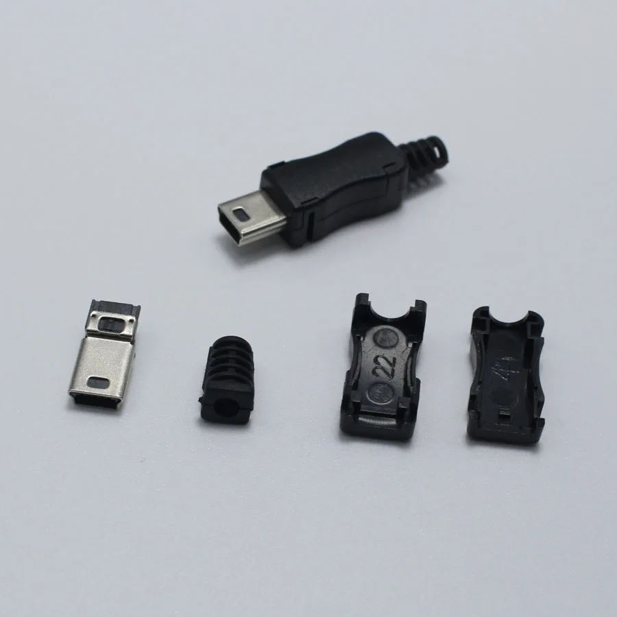 10 шт. DIY OTG мини Тип B USB 5Pin сварки штекер разъем 4 в 1 разъем адаптер Черный