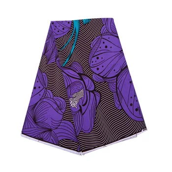 

Purple Floral Printed African Batik Cloth Fabric For Women Dress Suit High quality Real Wax Cloth Fabric