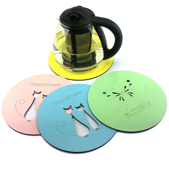 Wood Table Mat Teacup Mat Wood Heat Insulated Pad Pot Holder Coffee Cup Mat Creative Carved Beverage Coaster Table Decoration