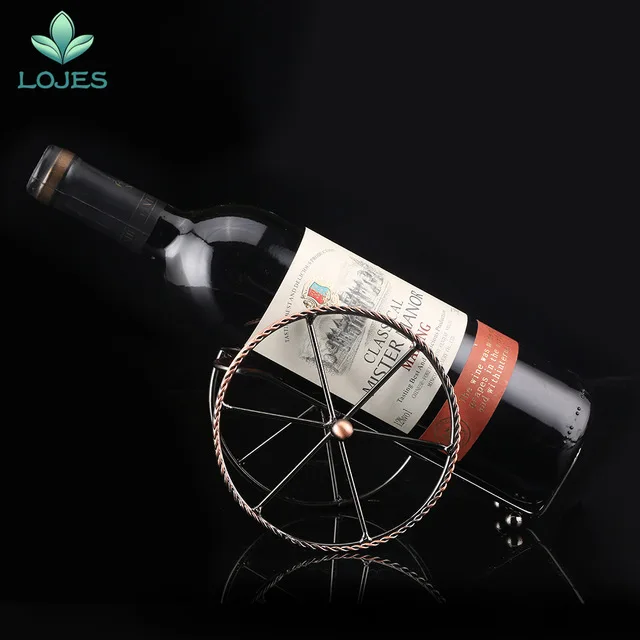 

European style Metal Red wine rack Bronze Iron wheels Design Wine Holder Home Bar Decor Shelf display Beer whisky wine Bottles