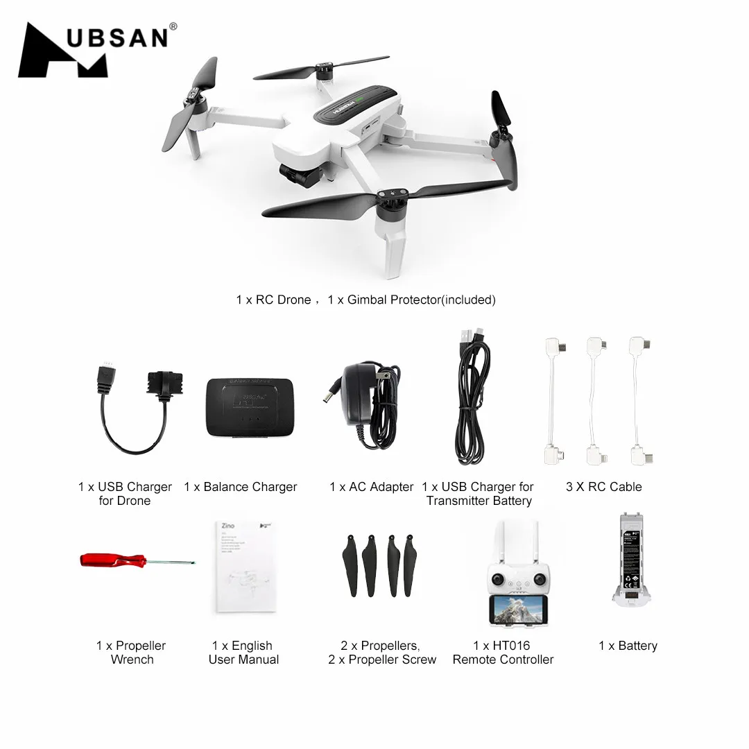 Квадрокоптер Hubsan H117S бесщеточный радиоуправляемый камера 4К 5.8G 1 км 3 осевой GPS +