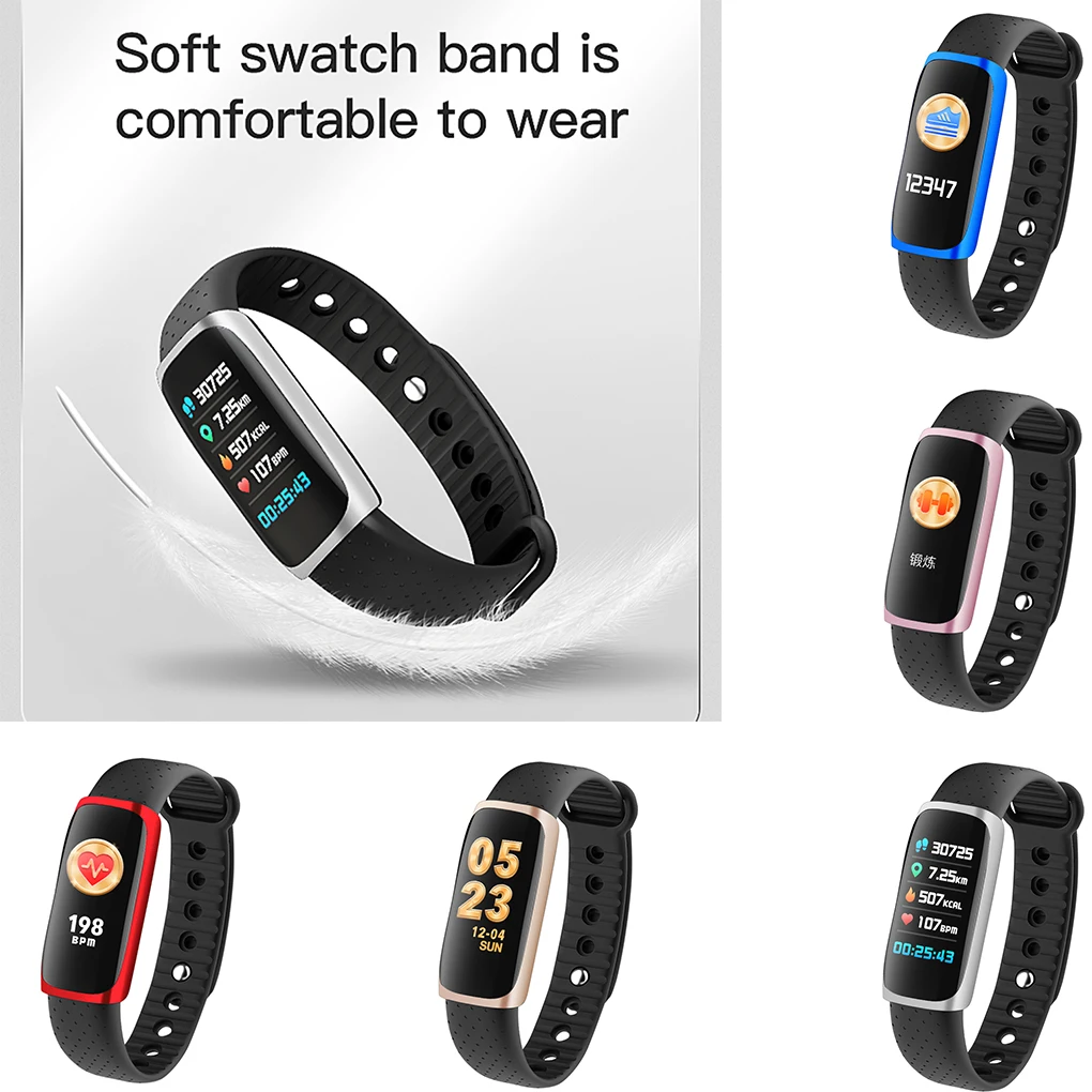 

Metal Case Smart Bracelet Heart Rate Blood Pressure Sleep Waterproof Multi-function Pedometer Curved Color Screen Watch