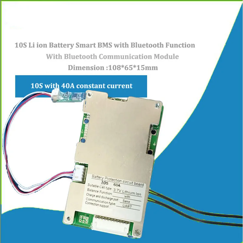 10 S 36 V литий-ионный аккумулятор smart Bluetooth BMS и PCB 42 V 18650 литиевого программного обеспечения BMS с коммуникационная плата интерфейса UART 60A ток