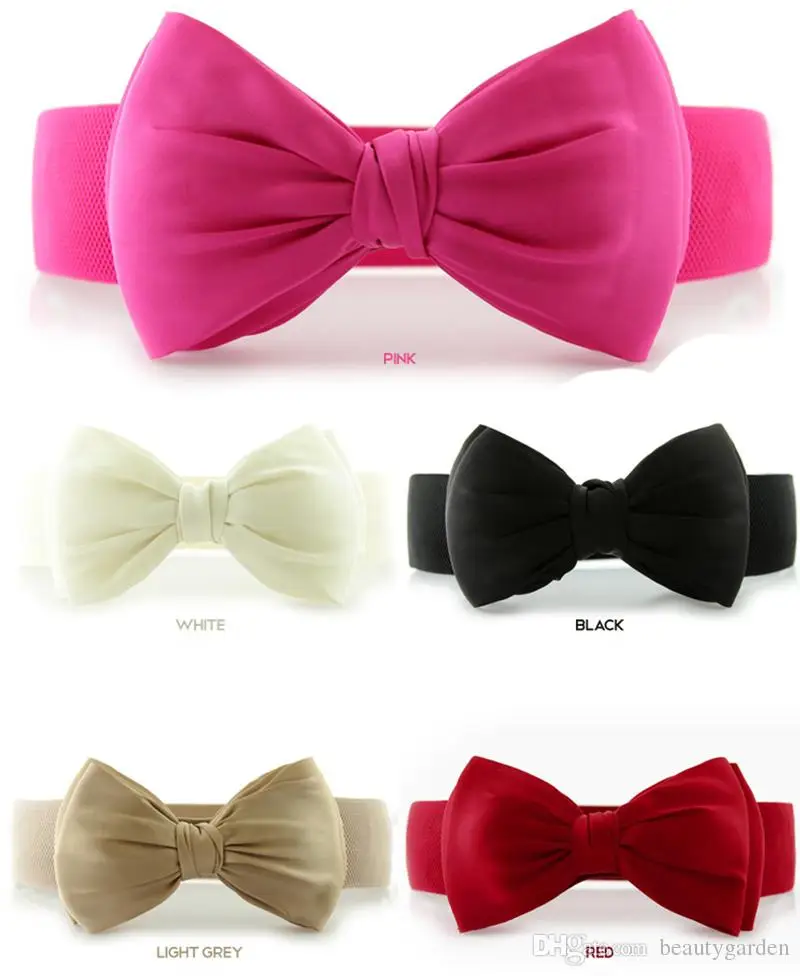

12pcs/lot Lovely Bow Design Wide Waistband Strectch Waist Belt Girls Dancing Dress Skrit Accessories jy023