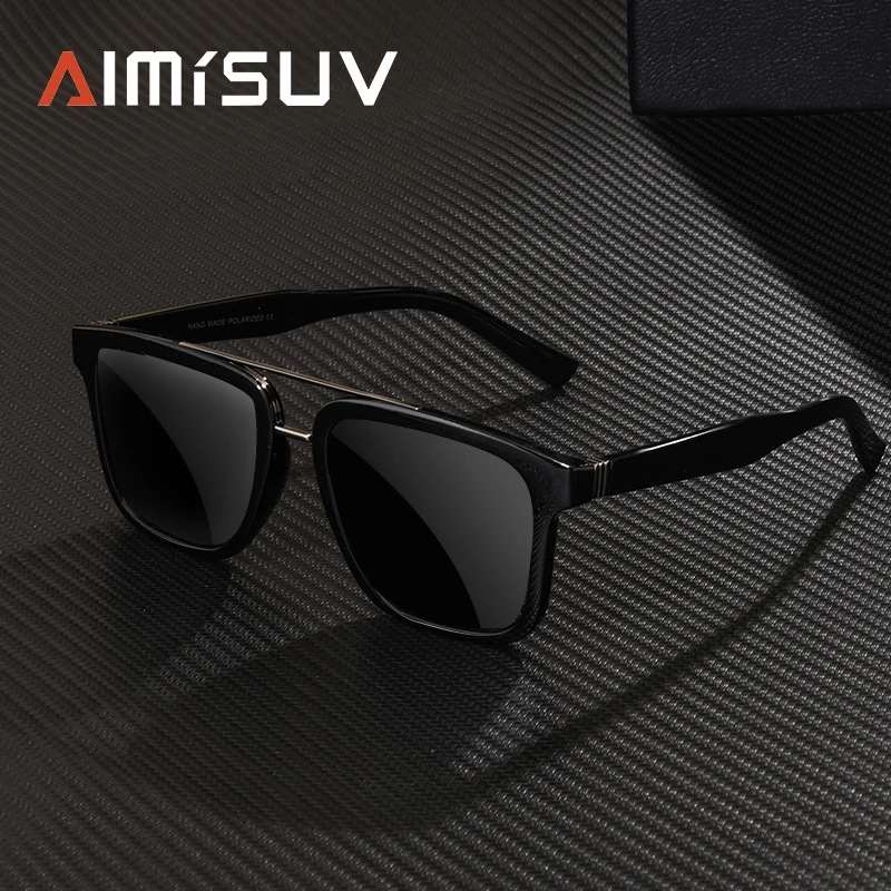 

AIMISUV Classic Sunglasses Men Square Frame Sunglasse Men Polarized Driving Vintage Brand Designer Mirror Goggles AMS'816