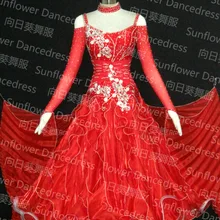 Платье для танцев с подсолнухами, платье для бальных танцев Вальс Танго, платье для девочек/женское для современных танцев/костюм для выступлений/одежда, размер s m l LL