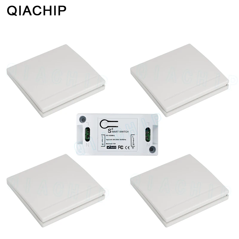 

QIACHIP 433MHz AC 220V 1CH Wireless RF Remote Control Switch Wireless Light Switch Push Button 86 Wall Panel Remote Transmitter