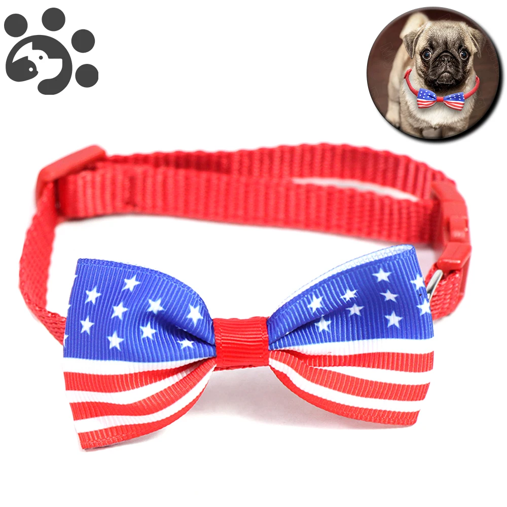 

USA NatioN Flag Dog Collar Nylon Cat Dogs Collars Adjustable Necklace for Cat Kitten Puppy Collar Lead Dog Accessorie Pug MP0040
