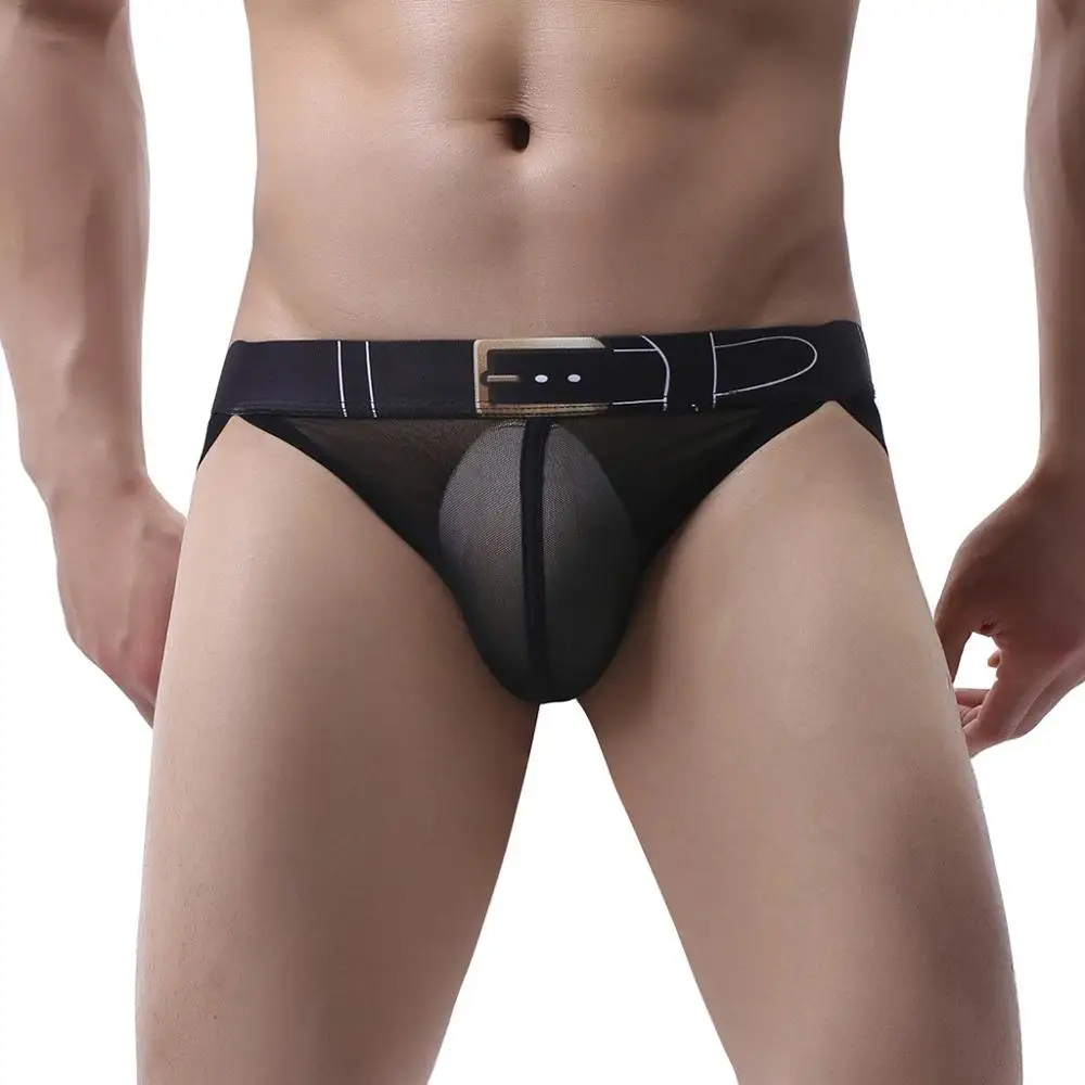 

New Mens Thongs And G Strings Men's Mesh Solid Low Waist Underwear Soft Breathable Knickers Short Sexy Briefs Mens Panties A35