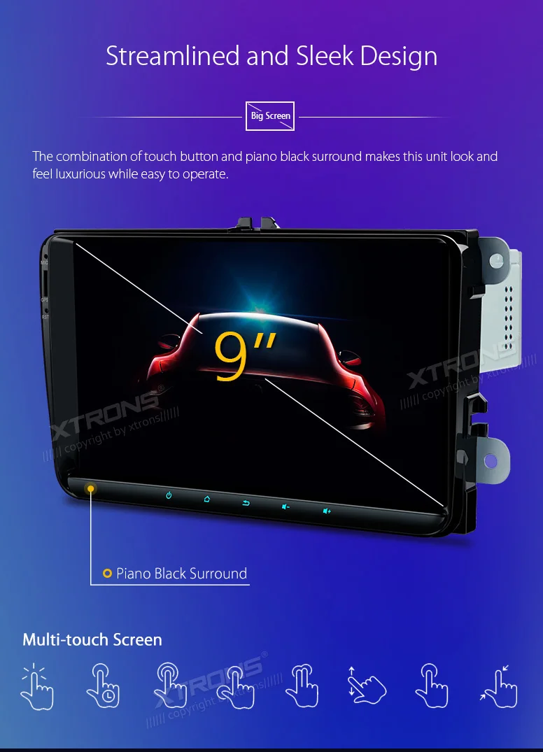 Best XTRONS 9" Android 8.0 Octa Core Car Player Radio GPS No DVD for VW Volkswagen Golf Plus Passat CC Touran Tiguan Sharan for Seat 6