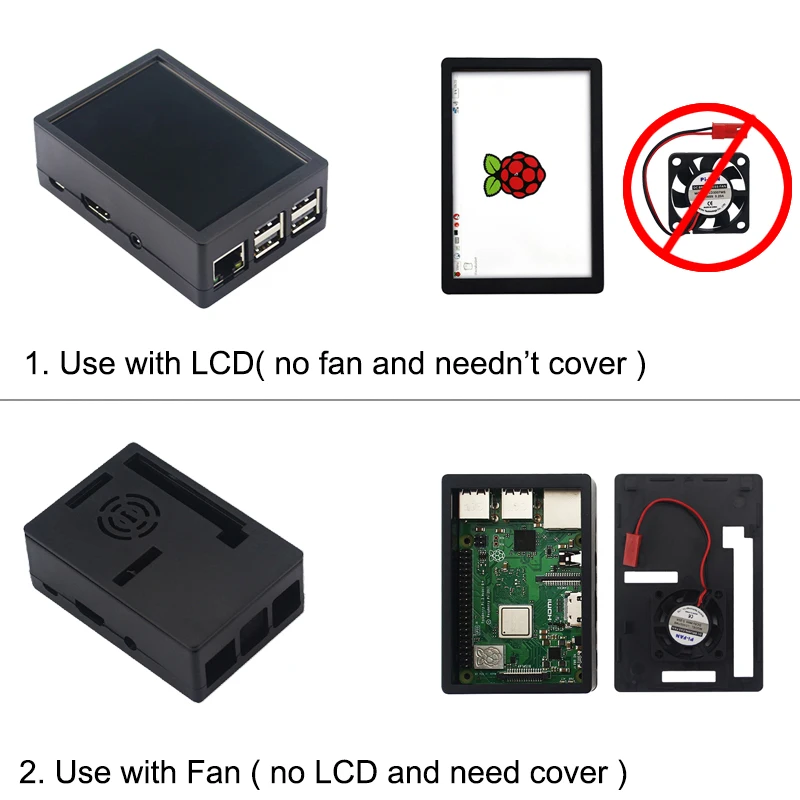 Raspberry Pi 3 Modelo B, modelo B + pantalla táctil de 3,5 pulgadas LCD + ABS + tarjeta SD de 32 GB + 3A adaptador de corriente + disipadores térmicos + HDMI para RPI 3B Plus - 4
