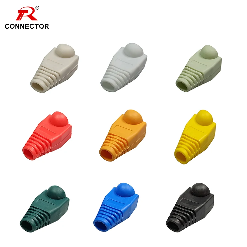 

100pcs/lot RJ45 Cap Connector 9 colors CAT5/5E CAT6 RJ45 Ethernet Network Cable Cap Strain Relief Boot RJ45 Protect Boot Cap