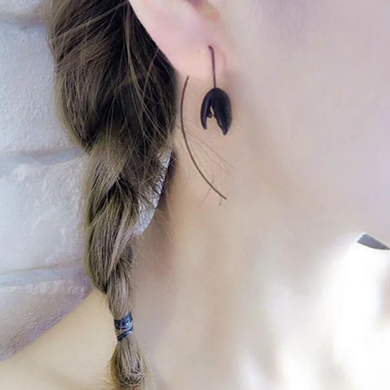 

Hot Personalized Of Female Black Flower Earrings Sketch Goethe Style Black Flower Bone Long Earrings Women Jewelry Unique Gifts