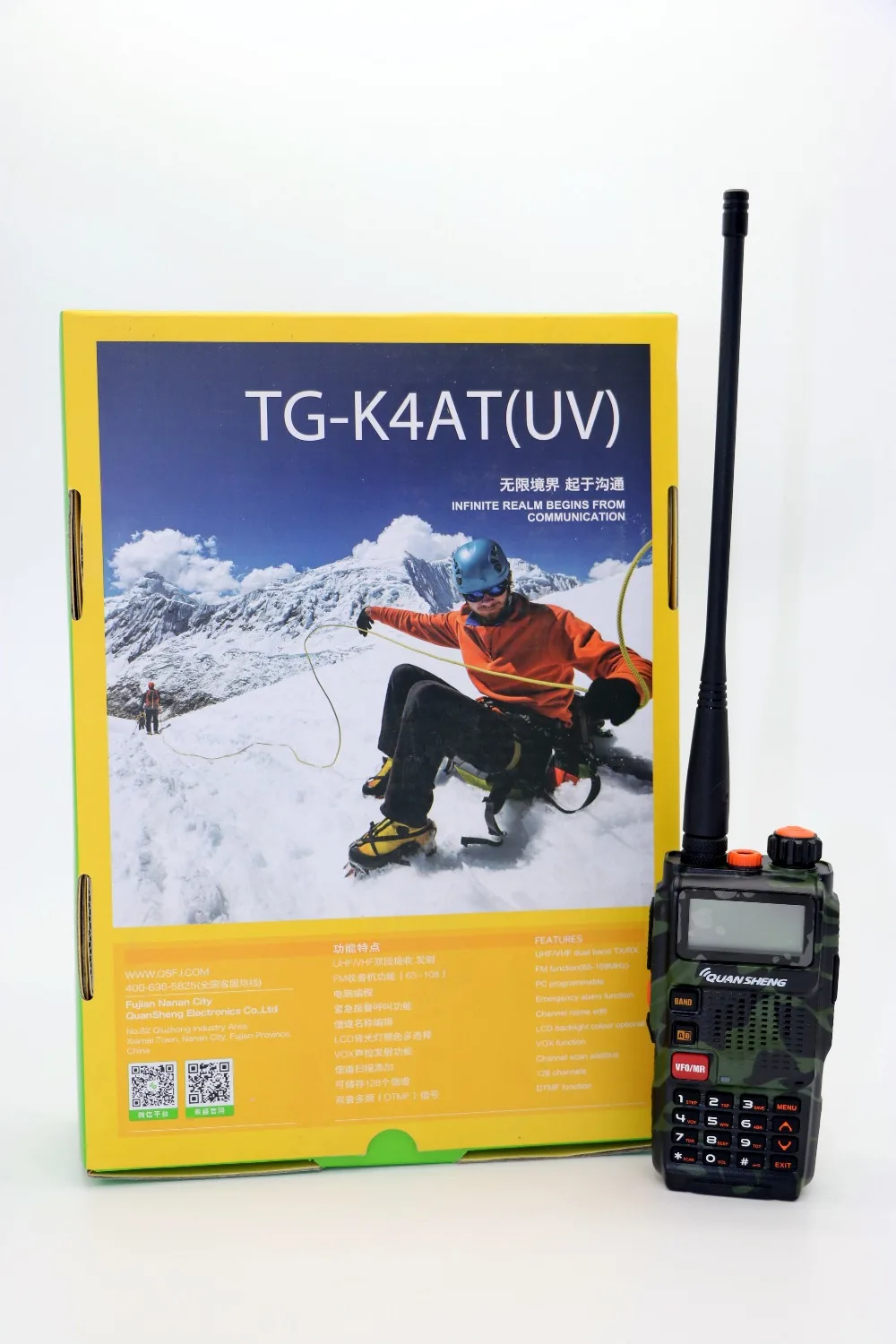 

Quansheng TG-K4AT(UV) Walkie Talkie VHF UHF Dual band 5W 128CH Flashlight Portable radio TG-K4ATUV Transceiver for hunting