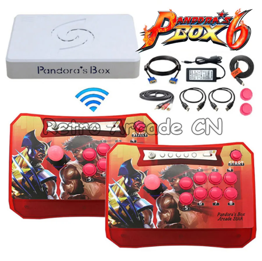 3D Pandora's Box 6 беспроводной джойстик для аркадных игр мини консоль Pandora Box 6 1300 в 1 MAME игровой контроллер 2 плеера для PS3 PC tv