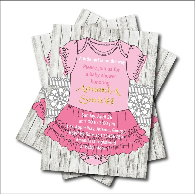 20pcs Lot Baby Girl Pink Dress Baby Shower Invitations Princess 20pcs Lot Baby Girl Pink Dress Baby Shower Invitations Princess