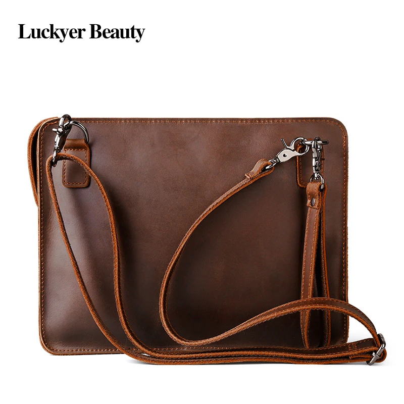 

LUCKYER BEAUTY Genuine Leather Men Envelope Messenger Bags Designer Brand Men's Handbag Casual Crossbody Bag Shoulder Bag Male