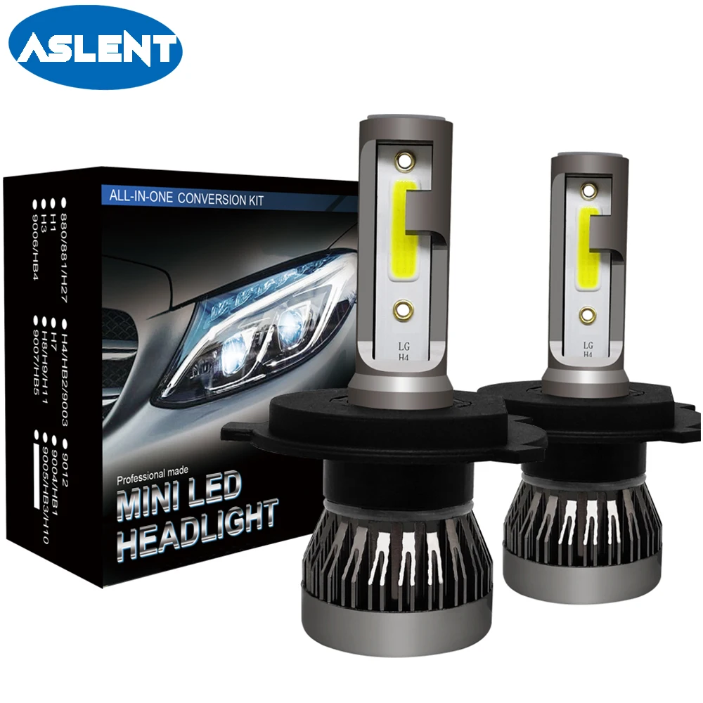 

ASLENT 2X Mini Size H4 LED Headlamp H7 Car Accessories Light Bulbs H1 H11 9005 9006 9012 Auto Headlight 8000LM Super Bright 12V