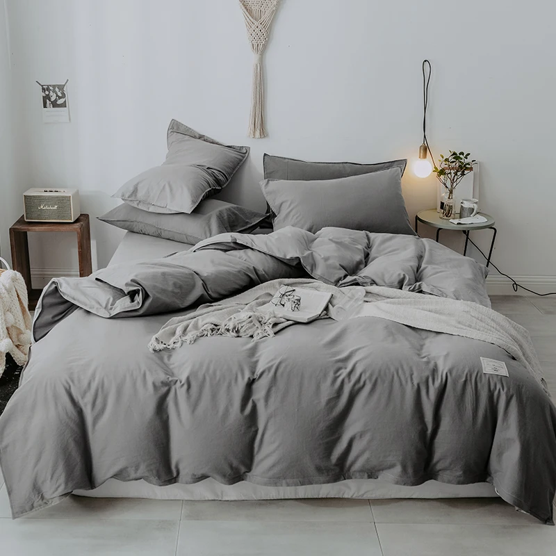 Cotton Duvet Cover Bedding Sets Pillowcases Twin/Double/Queen/King/ & 11 Colors 
