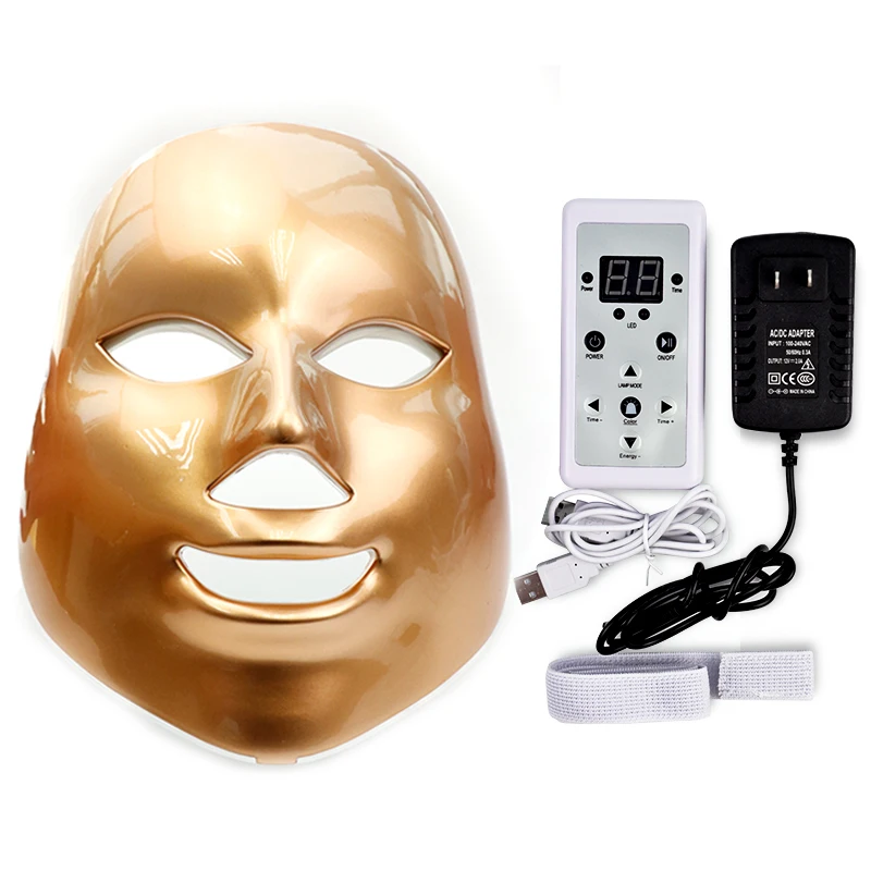 

Gold 7 Color Led Beauty Mask Led Facial Mask Whitening Led Light Therapy Photon Therapy Light Facial Skin Rejuvenation Equipment
