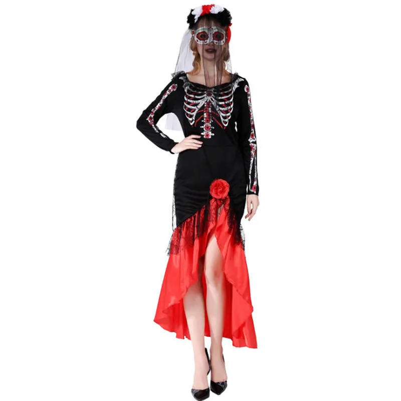 Страшные костюмы на Хэллоуин для женщин зомби призрак невесты косплей платье ужас Труп невесты Скелет Вампира День мертвых костюм