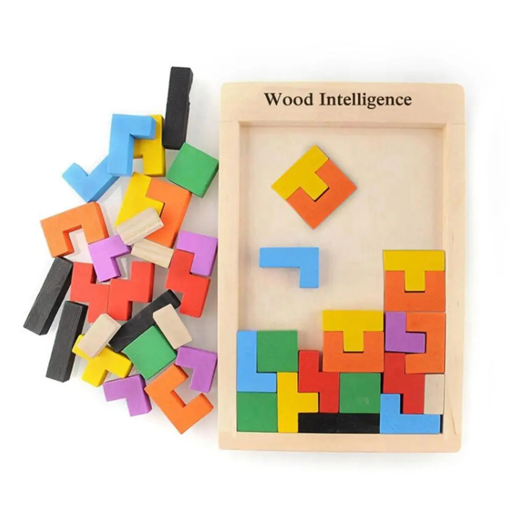 

3D Wooden Puzzles Jigsaw Board Toys Tangram Brain Teaser Children Puzzle Toy Tetris Game Educational Kid for Teaching Dexterity