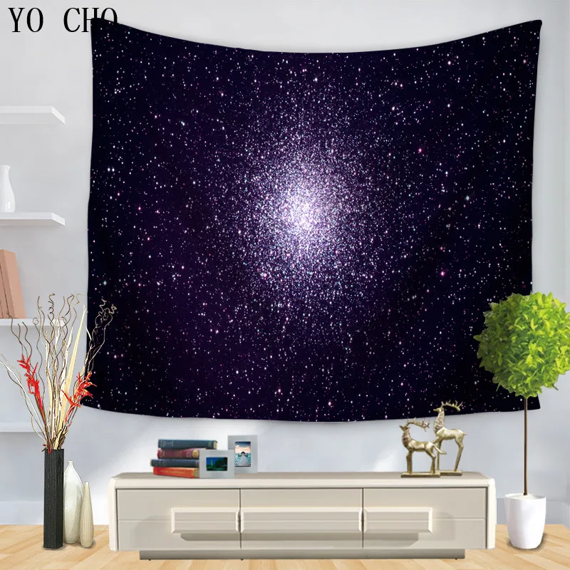 

YO CHO Fancy Psychedelic Starry Sky Moon Galaxy Tapestry Jacquard Printing Wall Hanging Tapestries Mandala Hippie Beach Towel