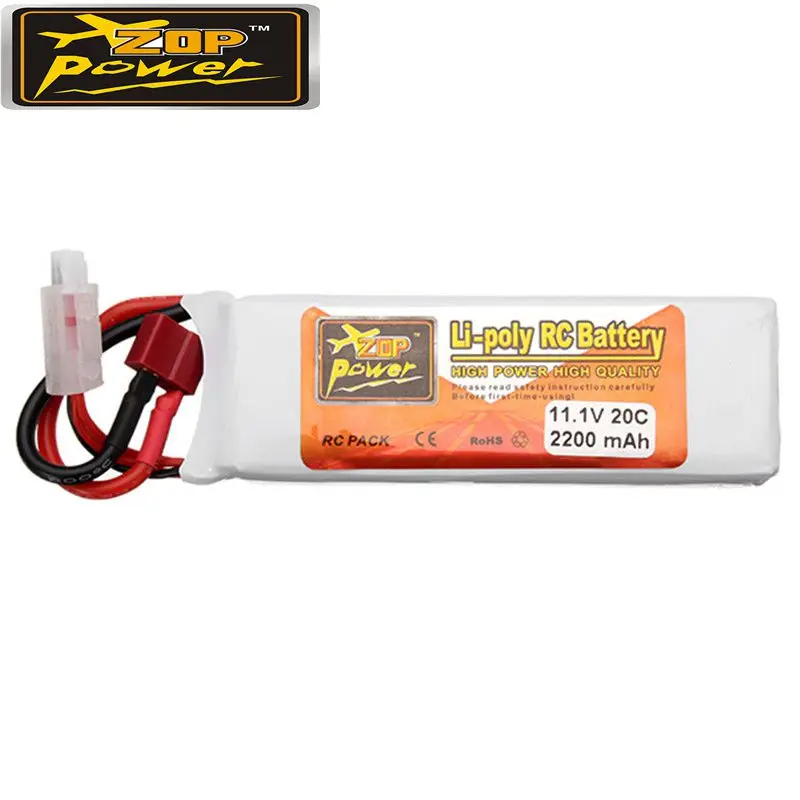 

Rechargeable ZOP Power 11.1V 2200mAh 3S 20C Lipo Battery T Plug For RC Toys Models