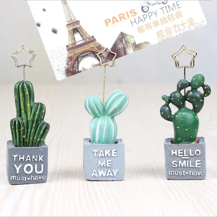

1 Piece Creative Cactus Plants Resin Message Photo Card Paper Clip Memo Note Holder Home Office Desk Decorations Birthday Gift