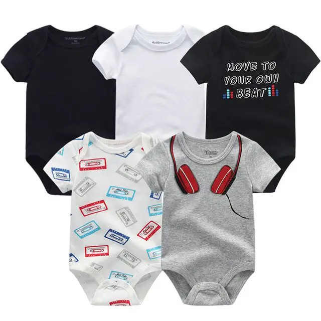 5 шт./партия, Детские боди из хлопка с короткими рукавами, одежда для маленьких мальчиков и девочек, боди для новорожденных, одежда для малышей, комбинезон для младенцев - Цвет: BDS5090