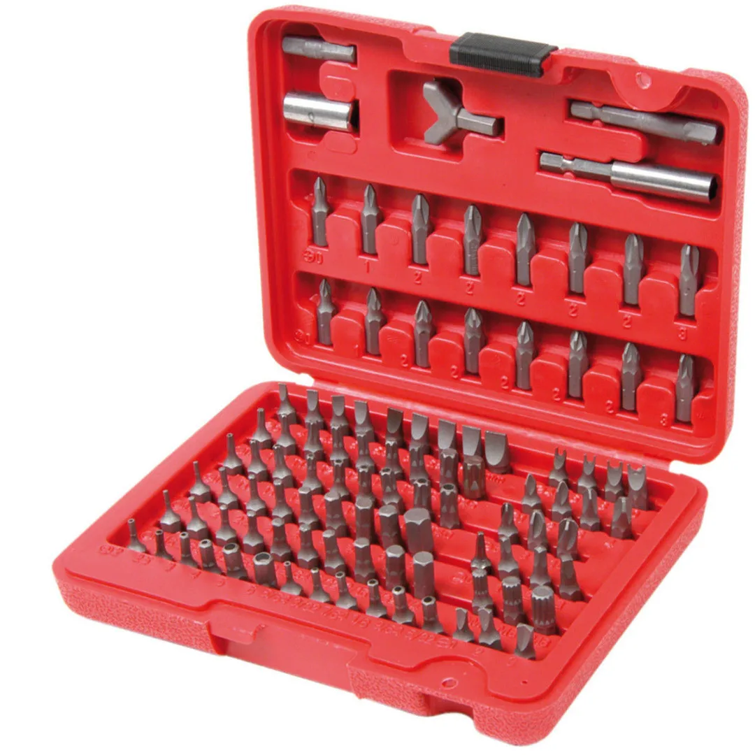 100Pcs/set  Security Bit Set Metric & SAE Tamper Proof Torx Star Hex Key Screwdriver