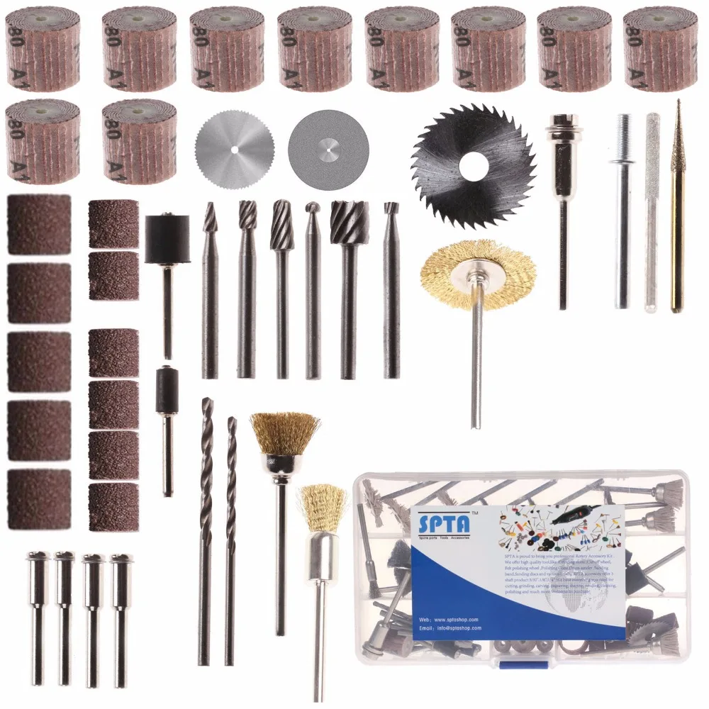 SPTA 45Pcs Rotary Tool Accessory Box Sets Fits Dremel Grinding, Sanding