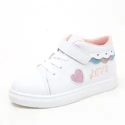 HaoChengJiaDe весна и осень розовый PU непромокаемые мягкие черные детская повседневная обувь для девочек белые кроссовки мальчик детская обувь