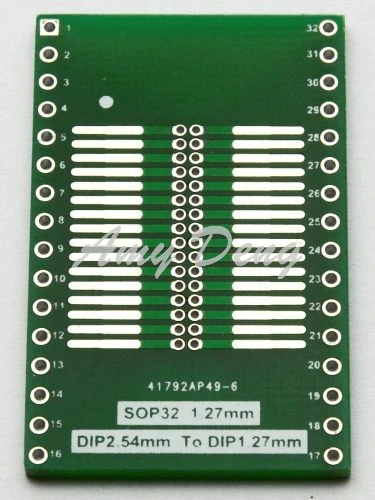 20 шт./лот SOP32 поворота DIP32 переходная пластина ширина корпуса SOIC32 преобразует сиденье DIP1.27 поворота 2,54