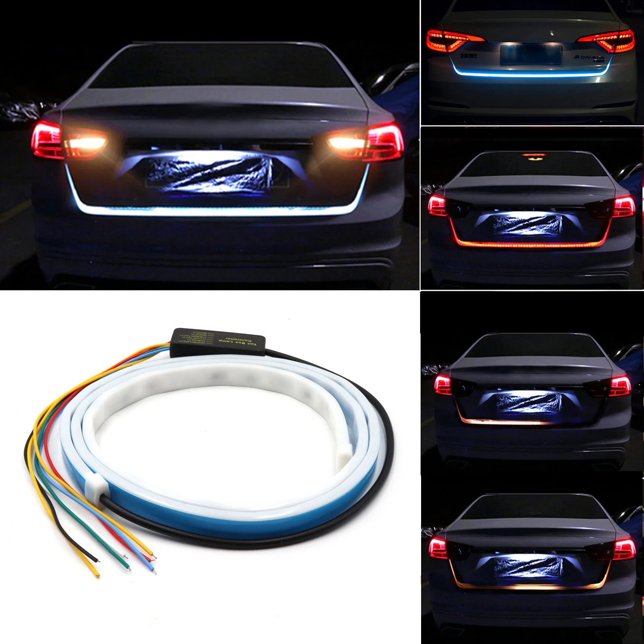 

120cm/150cm Car Dynamic Streamer Floating LED Strip Additional Stop Light Auto Trunk Tail Brake Running Turn Signal Lamp