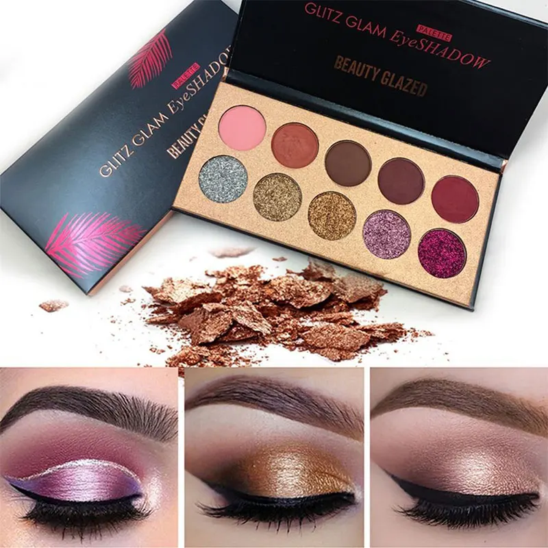 

Beauty Glazed 10 Color Metallic Smoky Pressed Eyeshadow Makeup Palette Shimmer Matte Natural Glitter Eyeshadow Pallete