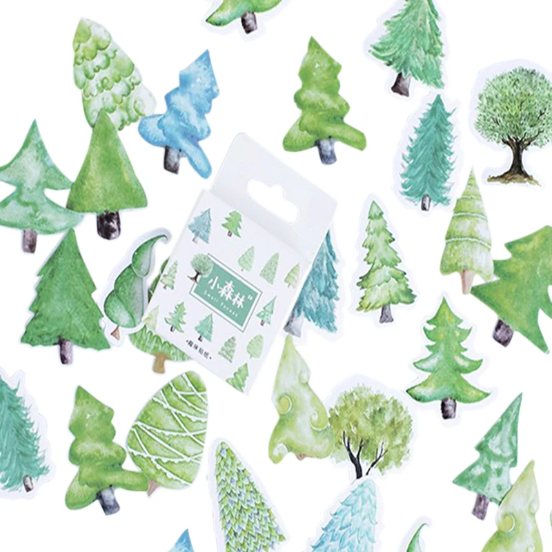 

20packs/lot cute small forest trees mini seal sticker decoration reminder sticky label bookmark children sticker wholesale