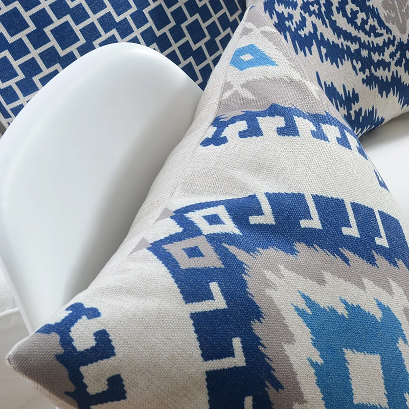 45 см* 45 см наволочка для подушки синяя Ikat абстрактная Геометрическая декоративная наволочка для подушки домашний декор чехол для дивана