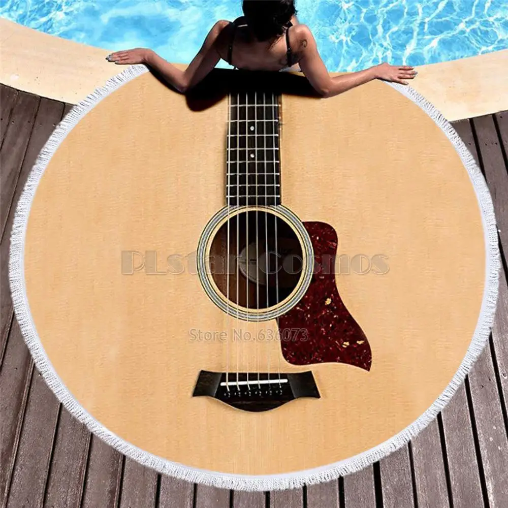 

Violin Guitar art Musical instrument Women Bath Towel for Beach Thick Round 3d print Fabric Quick Compressed Towel new style-5