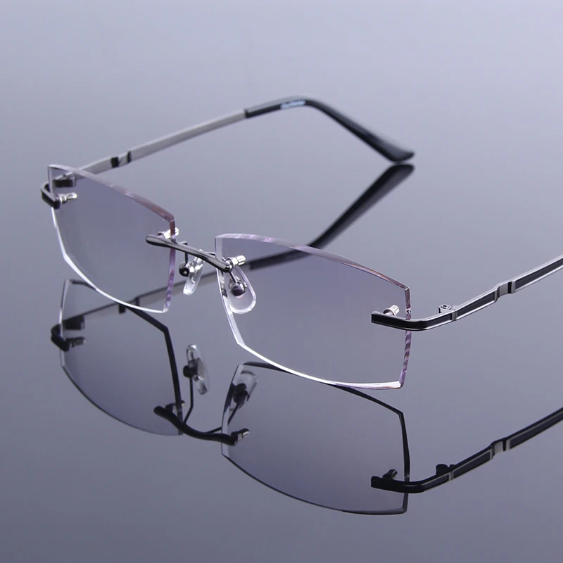 Buy Luxury Diamond Cutting Rimless Reading Glasses Men