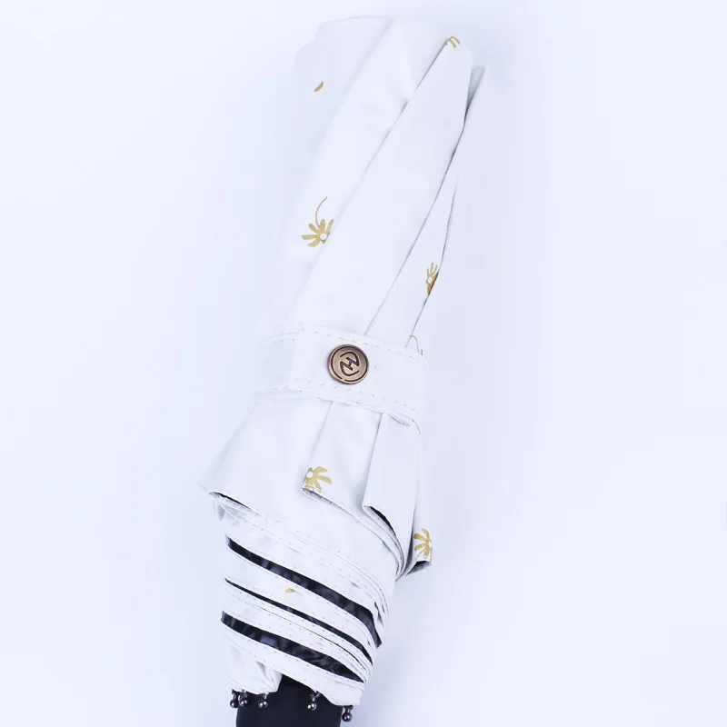 YADA 2019 High Quality Gold Color Dandelion Flower Umbrella Rain uv Fashion Umbrella For Women Windproof Folding Umbrellas YS667